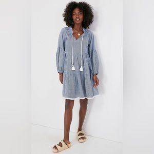 Tuckernuck Nautical Navy and White Tie Neck Cover Up-Size Small